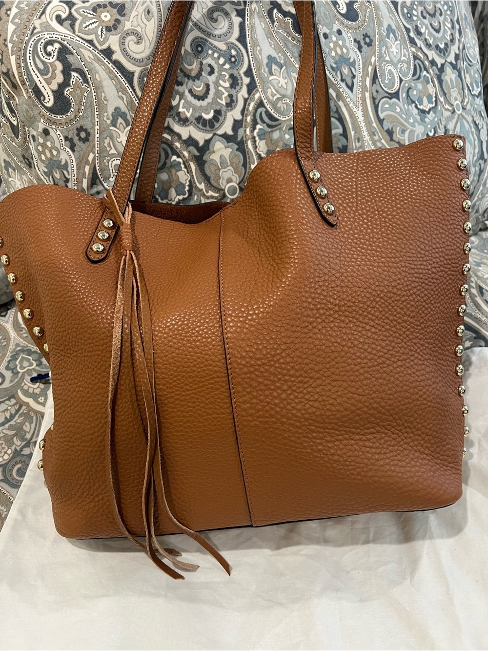 Rebecca Minkoff Tan Pebbled Leather Tote with Stud Accents - Picture 5 of 8